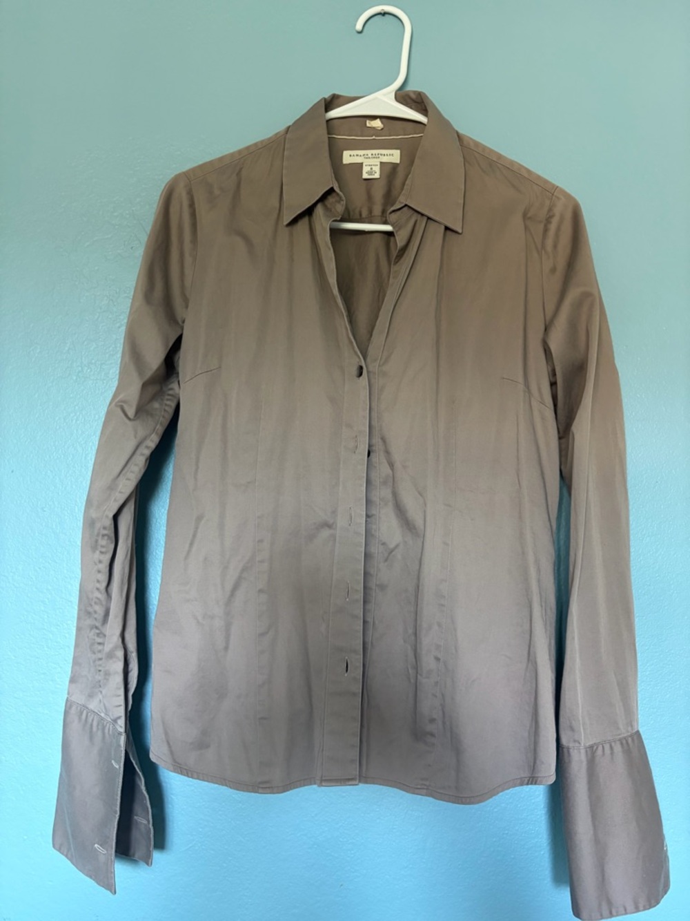 Banana Republic Taupe Long-Sleeve Button-Down Shirt